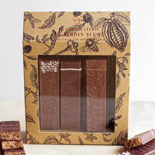 Barre chocolatée aux différents pralinés - Le Jardin Sucré
