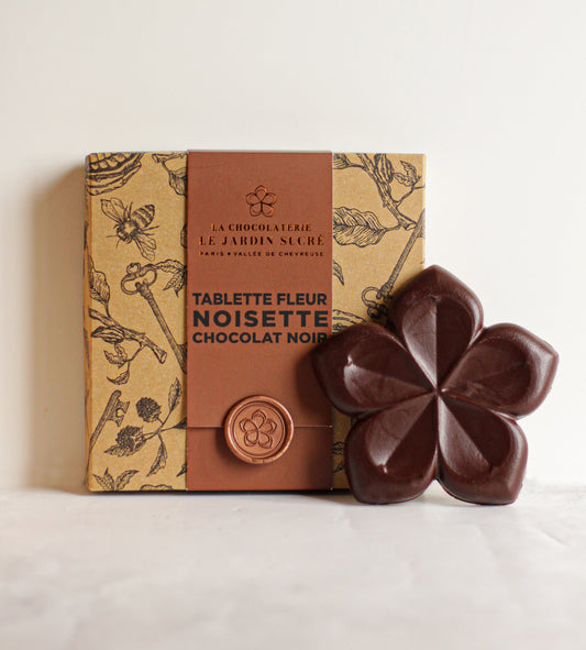Tablette Fleur Praliné Noisette & Chocolat Noir