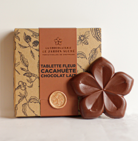 Tablette Praline Cacahuète Chocolat au lait fabriquée dans l'Atelier de Le Jardin Sucré à Cernay-la-Ville
