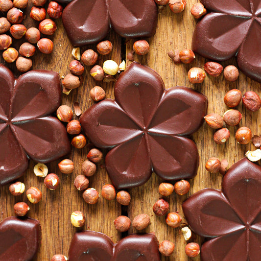 Tablette Fleur Fête des Pères Praliné Noisette & Chocolat Noir