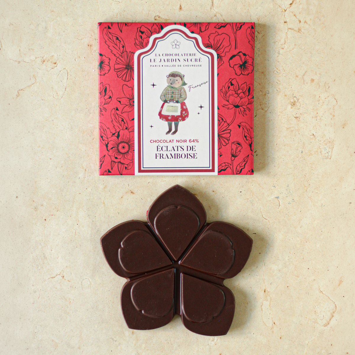 Tablette Chocolat Noir 64% & Éclats de Framboise